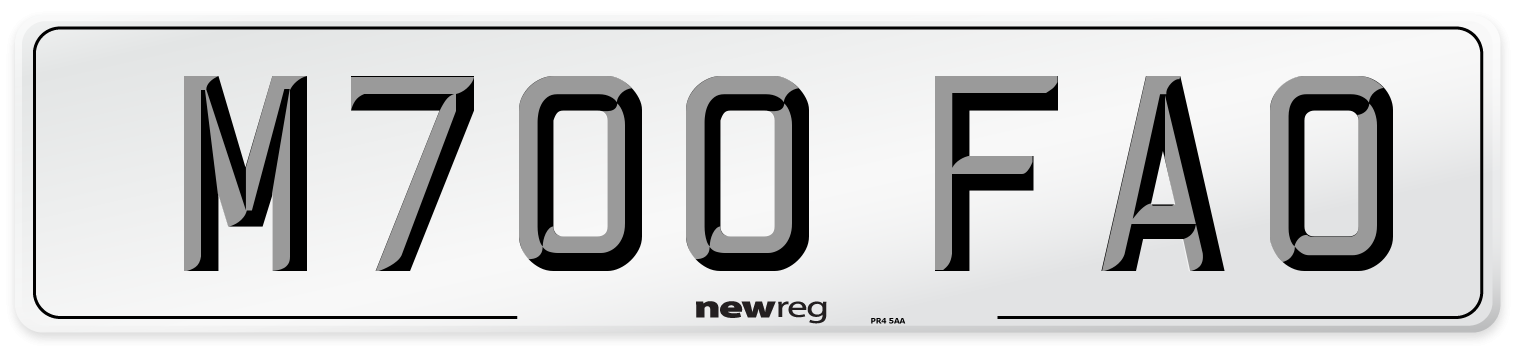 M700 FAO Number Plate from New Reg